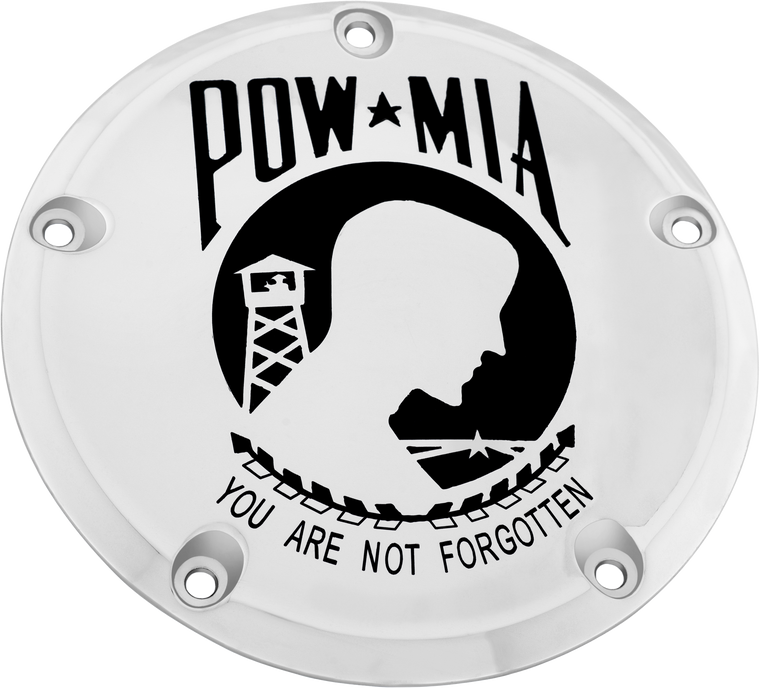 Custom Engraving - 6   M8 Softail Derby Cover Pow-mia Chrome - POW01-67