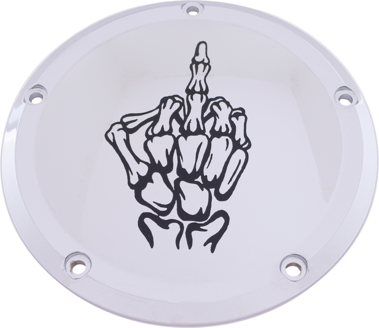 Custom Engraving - 6   M8 Softail Derby Cover Bone Finger Chrome - SKUL24-67