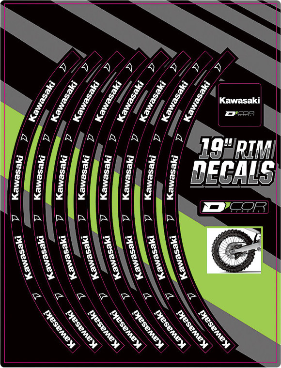 D-cor - Rim Decals 19" Kawasaki Logo Rear - 40-80-201