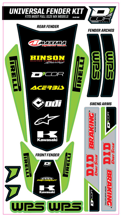 D-cor - Trim Kit Green Wps Universal For Full Size Motorcycles - 15-20-102