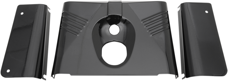 Drag Specialties - 3-Piece Fork Tins - Gloss Black - Ribbed -  '86-'17 FLST - Fork Tins - 74156B