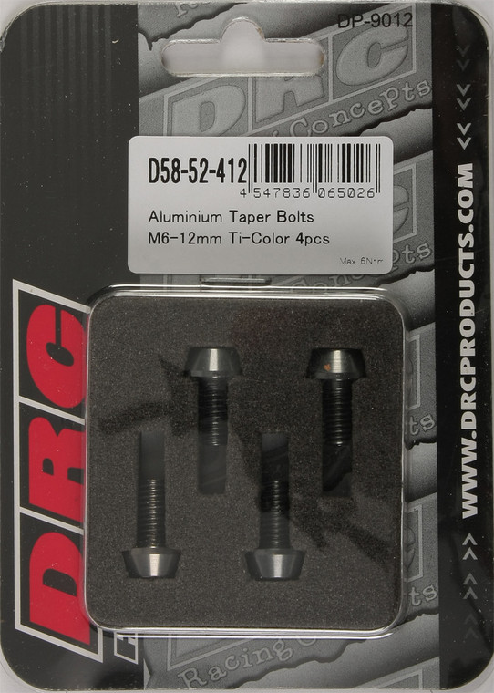 Drc - Aluminum Taper Bolts Titanium M6x12mm 4/pk - D58-52-412