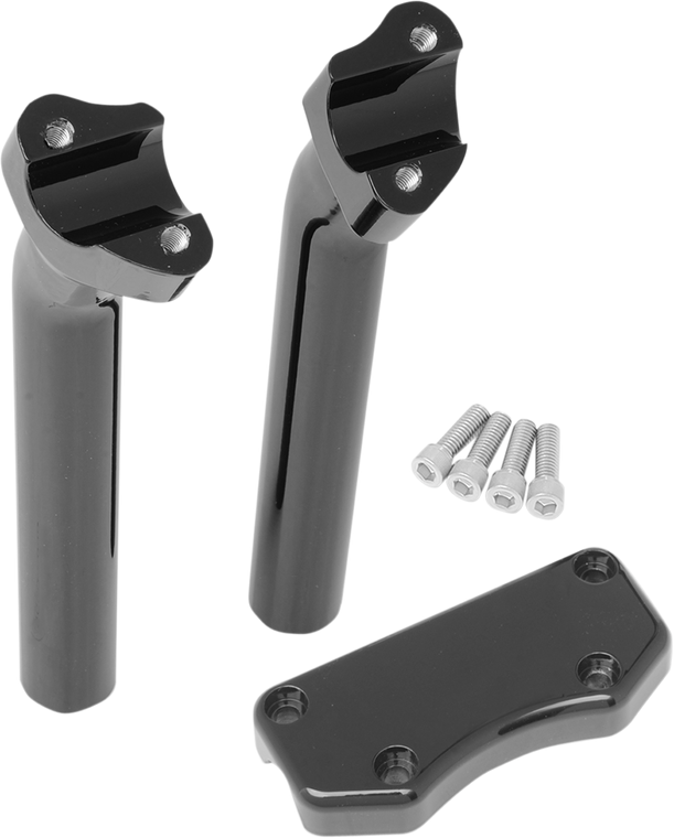 Drag Specialties - Risers - 9-1/2" - Buffalo - Top - Black - Handlebar Riser & Top Clamp Kit - 0602-0595