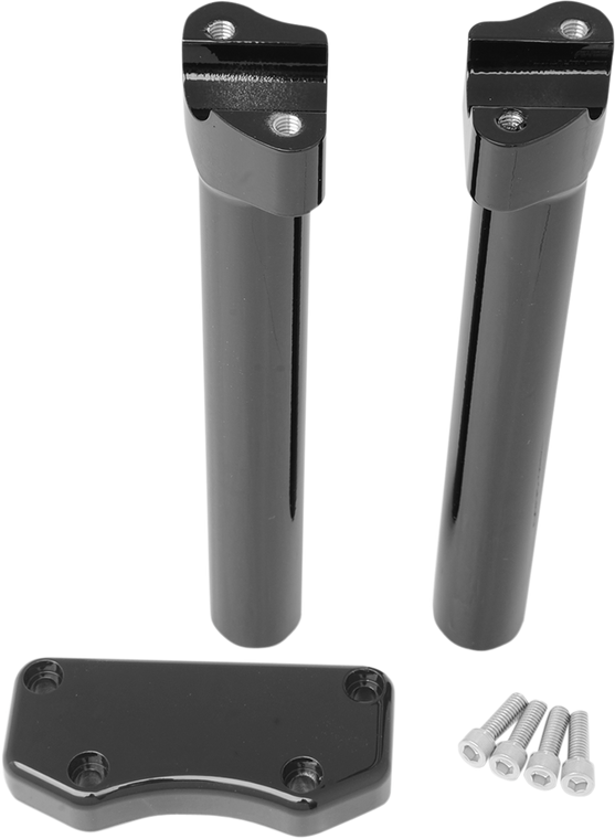 Drag Specialties - Risers - 10" - Buffalo - Top - Black - Handlebar Riser & Top Clamp Kit - 0602-0597