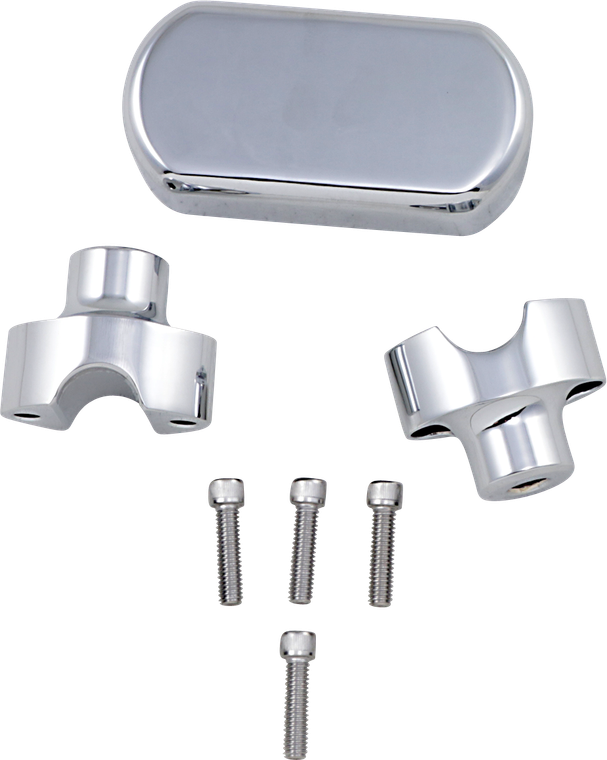 La Choppers - Risers - Solid Top - 1-1/2" - Chrome - Solid Handlebar Riser & Top Clamp Kit - LA-7442-01