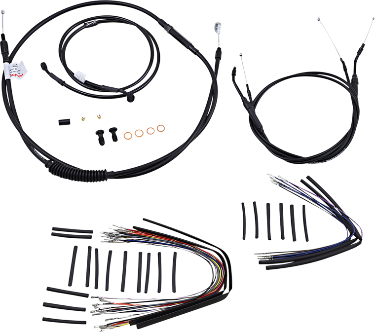 Burly Brand - Control Kit - 14" Ape Hanger Handlebars - Complete Black Vinyl Handlebar Cable/Line Kit for Ape Hanger Handlebars - B30-1040