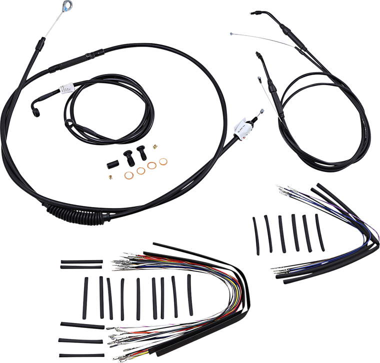 Burly Brand - Control Kit - 16" Ape Hanger Handlebars - Complete Black Vinyl Handlebar Cable/Line Kit for Ape Hanger Handlebars - B30-1041