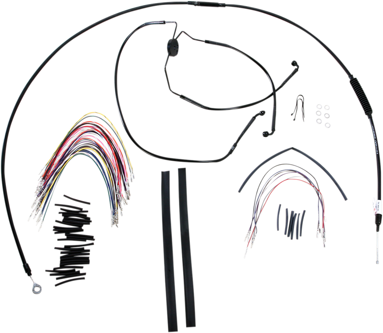 Burly Brand - Control Kit - 15" Ape Hanger Handlebars - Complete Black Vinyl Handlebar Cable/Line Kit for Ape Hanger Handlebars - B30-1101