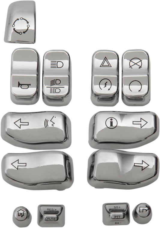 Drag Specialties - Switch Caps - Chrome - Switch Cap Kit - H18-0350CO-C