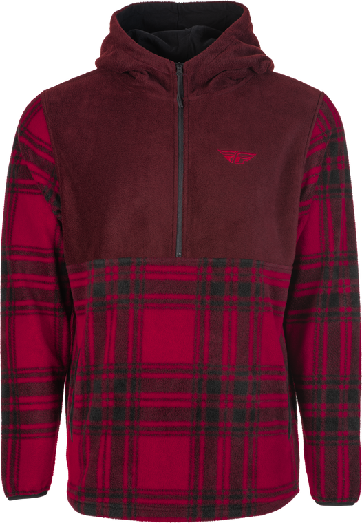 Fly Racing - Fly Half Zip Pullover Hoodie Red Plaid Lg - 354-0022L
