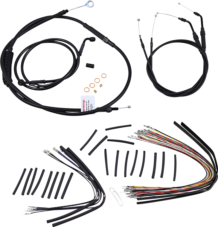Burly Brand - Cable Kit - Jail Bar - 12" Handlebars - Black Vinyl - Jail Bar Cable Kit - B30-1140