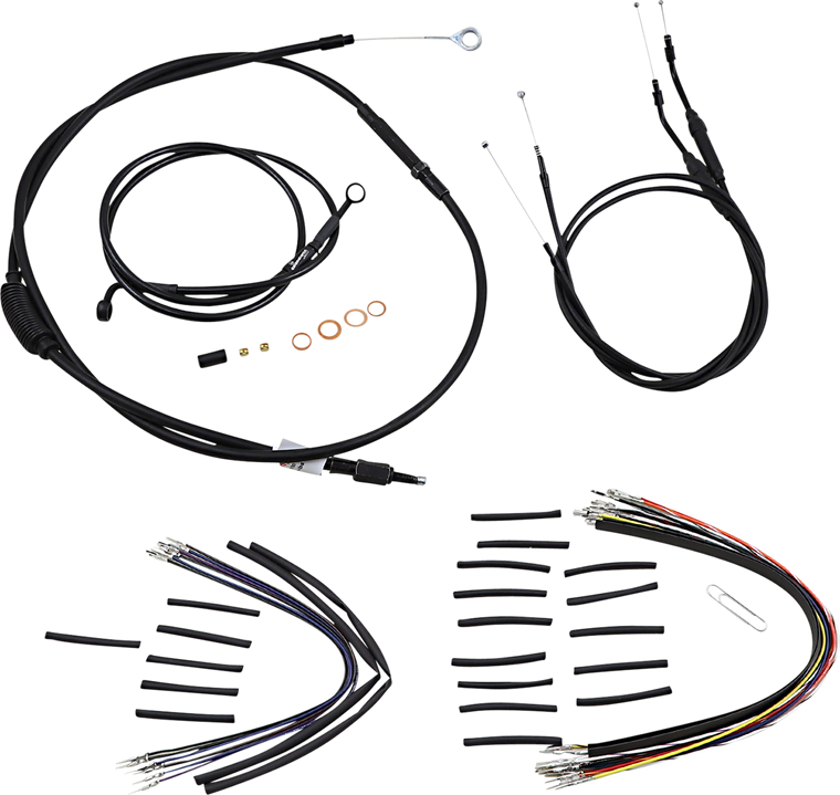 Burly Brand - Cable Kit - Jail Bar - 12" Handlebars - Black Vinyl - Jail Bar Cable Kit - B30-1147