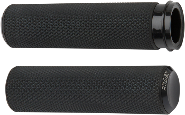 Arlen Ness - Grips - Knurled - TBW - Black - Fusion Knurled Grips - 07-327 Arlen Ness - Grips - Knurled - TBW - Black - Fusion Knurled Grips - 07-327