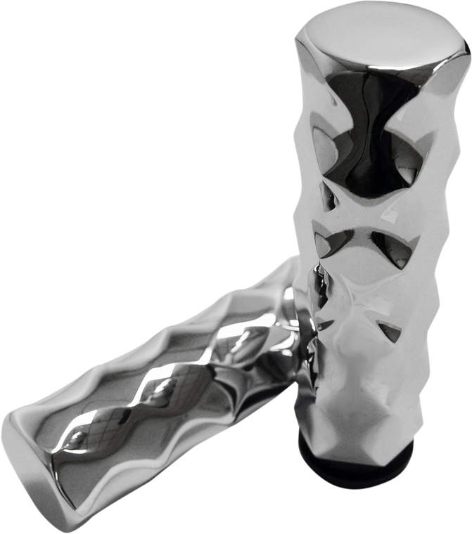 La Choppers - Grips - Hex - TBW - Chrome - Billet Hex Grips - LA-7491-00