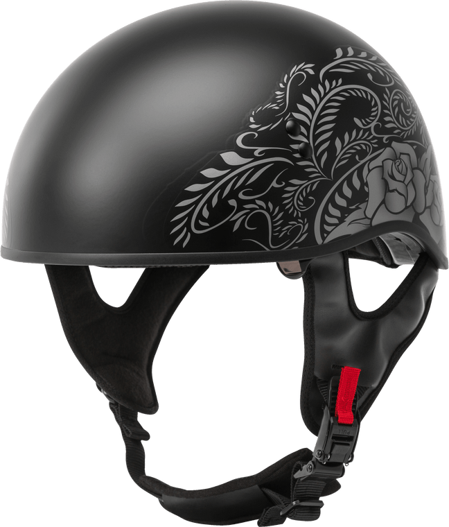 Gmax - Hh-65 Half Helmet Rose Naked Matte Black/silver Lg - H1657076