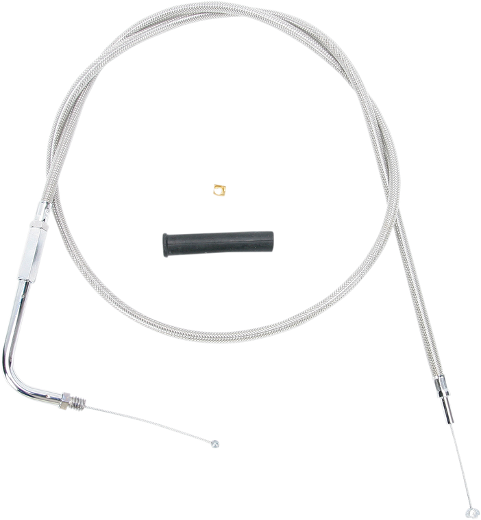 Drag Specialties - Throttle Cable - 48" - Braided - Stainless Braided Throttle Cable - 5330348B