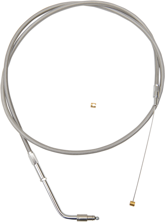 La Choppers - Throttle Cable - 18" - 20" - Stainless Steel - Stainless Braided Handlebar Throttle Cable - LA-8005TH19