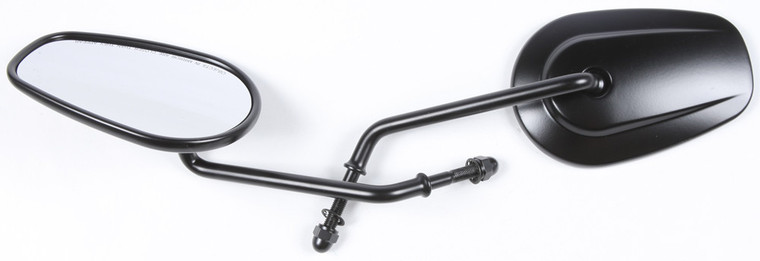 Harddrive - Blk Mirror Oe Style Tapered Long Stem Black - 18-500BK