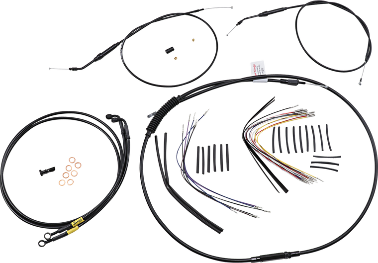 Burly Brand - Cable Kit - Jail Bar - 14" Handlebars - Black Vinyl - Jail Bar Cable Kit - B30-1191