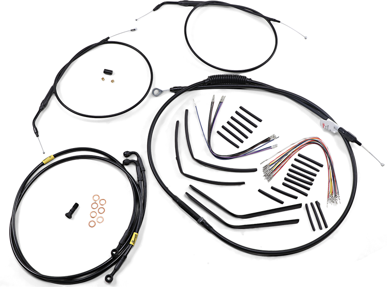 Burly Brand - Cable Kit - Jail Bar - 12" Handlebars - Black Vinyl - Jail Bar Cable Kit - B30-1195