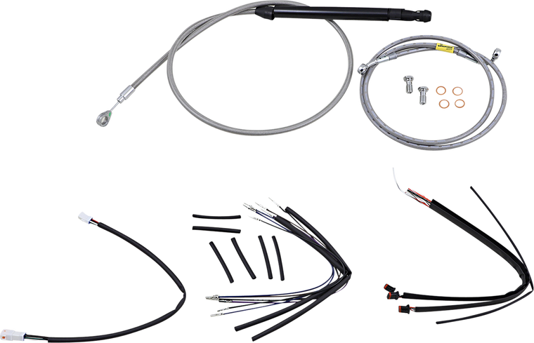 Burly Brand - Control Kit - 16" Gorilla Handlebars - Stainless - Handlebar Cable and Brake Line Kit for Burly Ape Handlebars - B30-1250