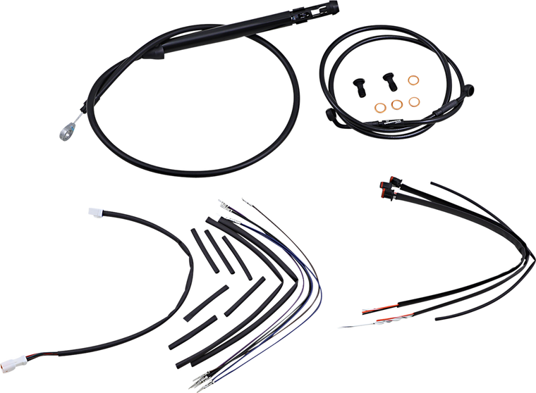 Burly Brand - Cable Kit - Jail Bar - 12" Handlebars - Black Vinyl - Jail Bar Cable Kit - B30-1257