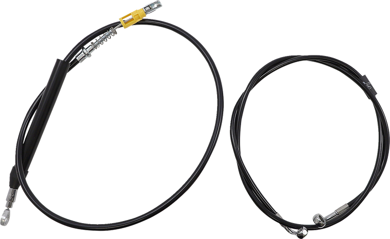 La Choppers - Handlebar Cable/Brake Line Kit - Quick Connect - Complete - 15" - 17" Ape Hanger Handlebars - Black - Complete Black Vinyl Braided Handlebar Cable/Brake Line Kit - LA-8156KT2-16B