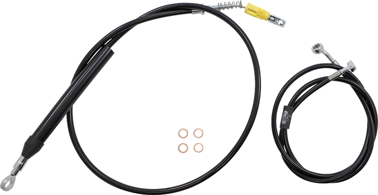 La Choppers - Handlebar Cable/Brake Line Kit - Quick Connect - Complete - 18" - 20" Ape Hanger Handlebars - Black - Complete Black Vinyl Braided Handlebar Cable/Brake Line Kit - LA-8156KT2-19B