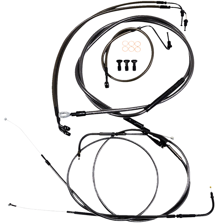 La Choppers - Handlebar Cable/Brake Line Kit - Quick Connect - Mini Ape Hangers - Midnight - Standard Midnight Braided Handlebar Cable/Brake Line Kit  Mini Ape Hanger - LA-8157KT-08M