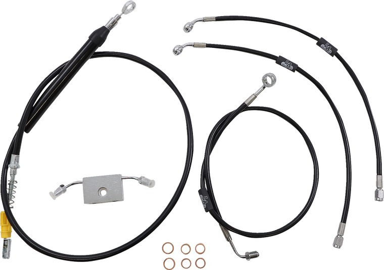 La Choppers - Handlebar Cable/Brake Line Kit - Quick Connect - 15" - 17" Ape Hanger Handlebars - Black Vinyl - Standard Black Vinyl Braided Handlebar Cable/Brake Line Kit  Ape Hanger - LA-8157KT-16B