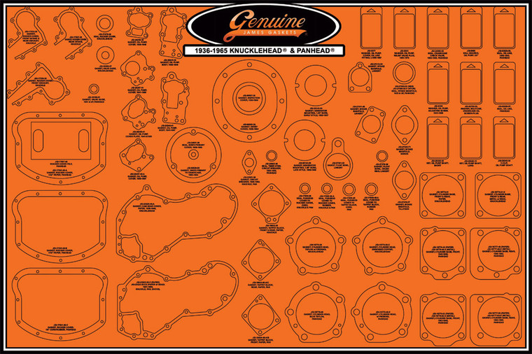 James Gaskets - Gasket Display Board Knuck/pan '36-47 - 99000-KNPN James Gaskets - Gasket Display Board Knuck/pan '36-47 - 99000-KNPN