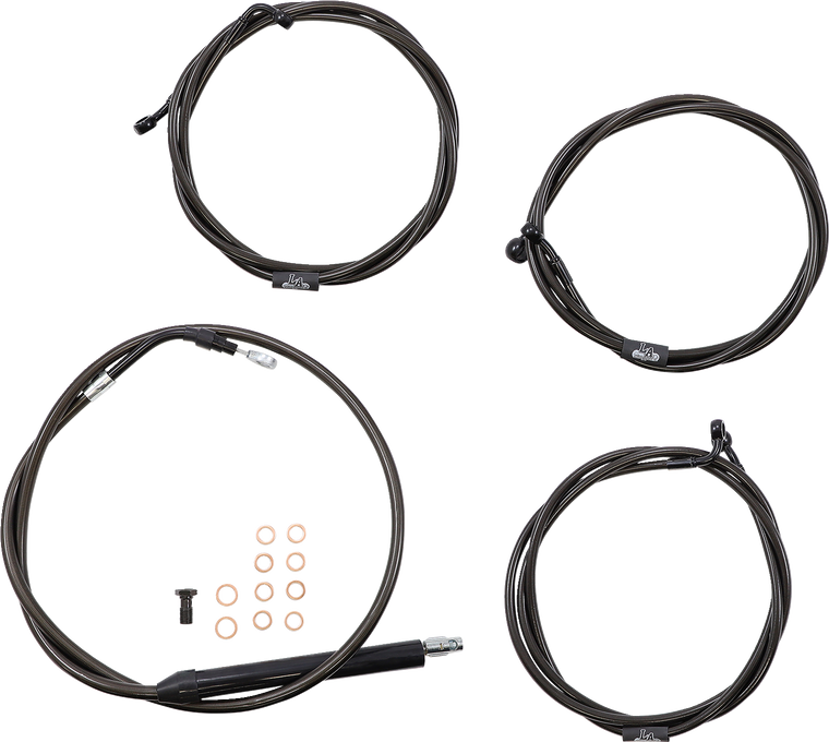 La Choppers - Handlebar Cable/Brake Line Kit - 15" - 17" Ape Hanger Handlebars - Midnight - Standard Midnight Braided Handlebar Cable/Brake Line Kit  Ape Hanger - LA-8056KT-16M