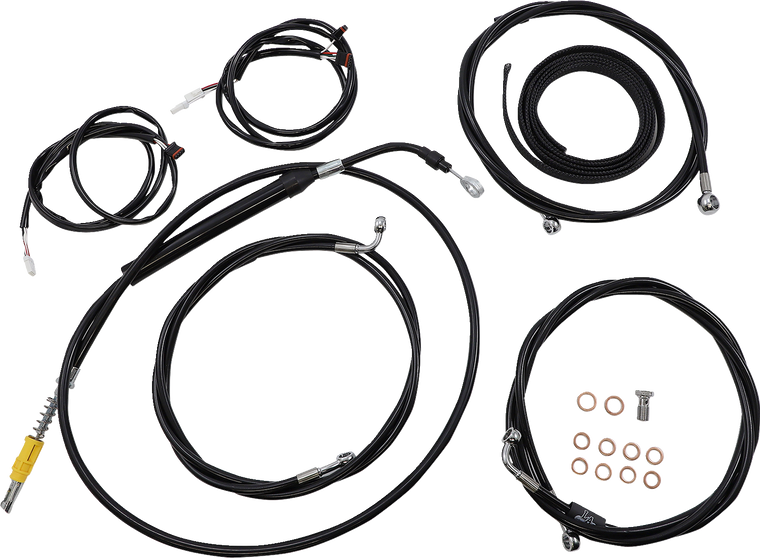 La Choppers - Cable Kit - 18" - 20" Ape Hanger Handlebars - ABS - Black - Complete Plug-and-Play Cable Kit - LA-8056KT3-19B