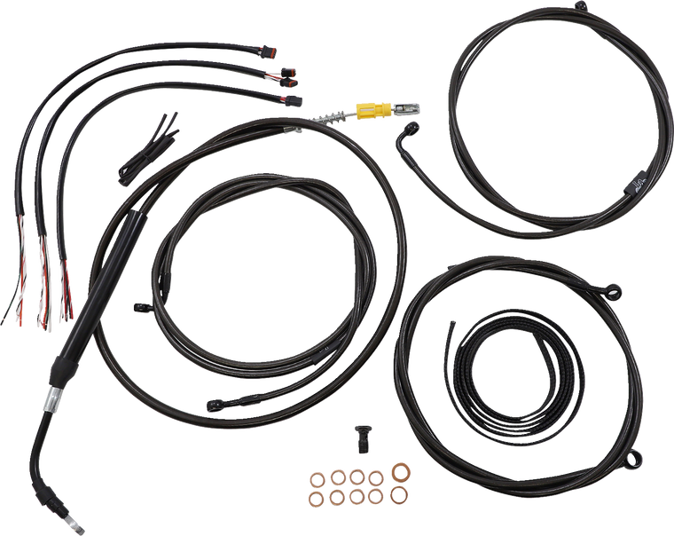 La Choppers - Cable Kit - 18" - 20" Ape Hanger Handlebars - Midnight - Complete Midnight Braided Handlebar Cable/Brake Line Kit  Ape Hanger - LA-8058KT2-19M