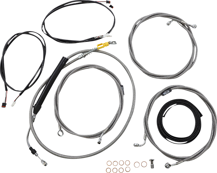 La Choppers - Cable Kit - 15" - 17" Ape Hanger Handlebars - ABS - Stainless - Complete Plug-and-Play Cable Kit - LA-8058KT3-16
