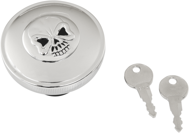 Drag Specialties - Gas Cap - Vented Skull Locking - Chrome - Screw-In Locking Skull Gas Cap - 03-0320AS-A