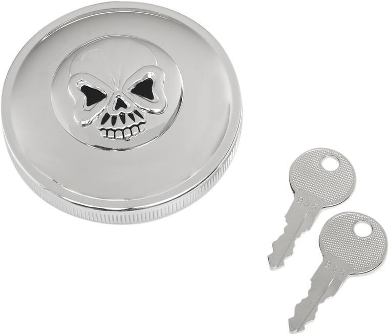 Drag Specialties - Gas Cap - Non-Vented Skull Locking - Chrome - Screw-In Locking Skull Gas Cap - 03-0320AS-B