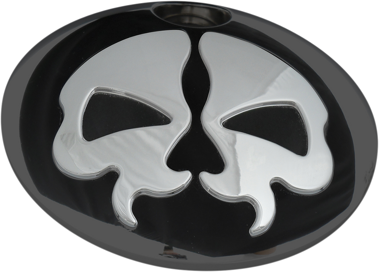 Drag Specialties - Fuel Door - Split Skull - Black with Chrome - Split Skull Fuel Door - 78051B