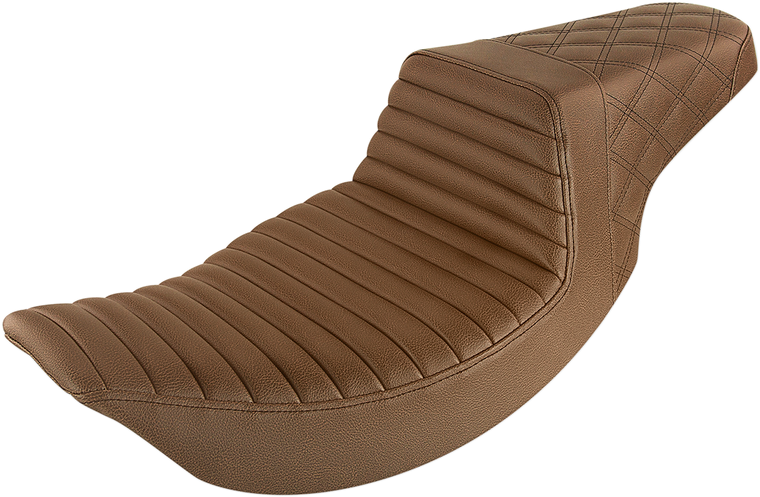 Saddlemen - Step-Up Seat - Front Tuck-n-Roll/Rear Lattice Stitch - Brown - Step-Up Seat  Front Tuck-n-Roll/Rear Lattice Stitch - 897-06-176BR