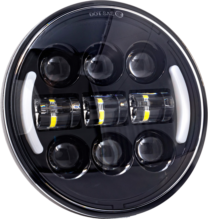 Letric Lighting Co - 5.75" Deluxe Hdlight W/ Turns Black W/ Switchback - LLC-DHL-5TS