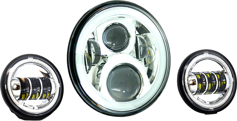 Letric Lighting Co - 7" Led Hdlgt Kit Chr Halo W/ Mnt Adapter - LLC-LHK-7CH