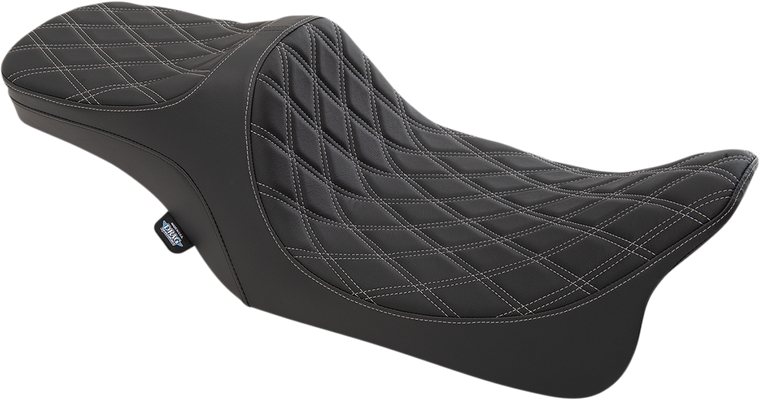 Drag Specialties - Predator III 2-Up Seat - Double Diamond - Silver Thread - Predator III 2-Up Seat - 0801-1309
