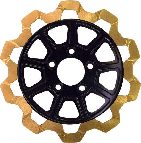 Lyndall Brakes - 9 Spoke Rotor Front Blk/gold Bow Tie 11.5" - 4202-1133