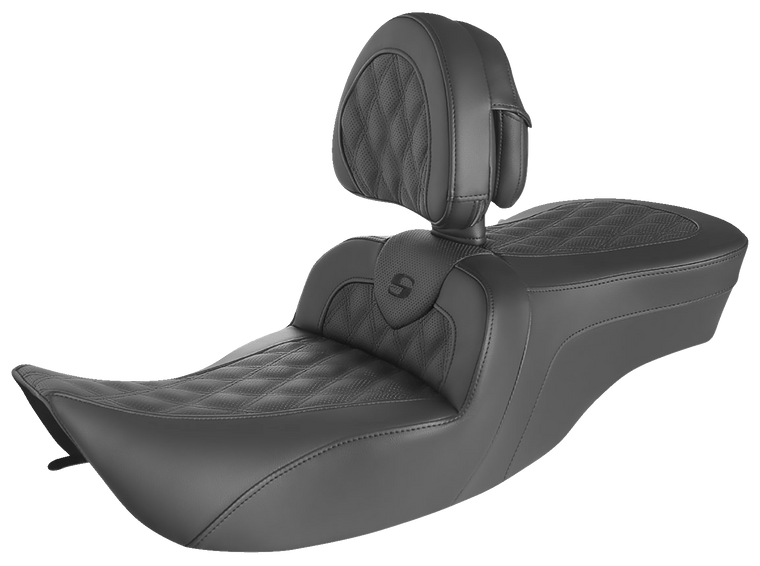 Saddlemen - Roadsofa Seat - Full Lattice Stitch - With Backrest - Roadsofa Lattice Stitch Seat - 897-06-182BR Saddlemen - Roadsofa Seat - Full Lattice Stitch - With Backrest - Roadsofa Lattice Stitch Seat - 897-06-182BR