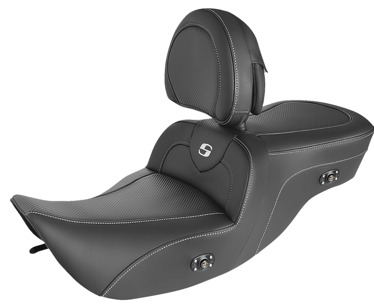 Saddlemen - Heated Roadsofa Seat - Carbon Fiber - W/Backrest - Heated Roadsofa Carbon Fiber Seat - 897-06-185BRHC