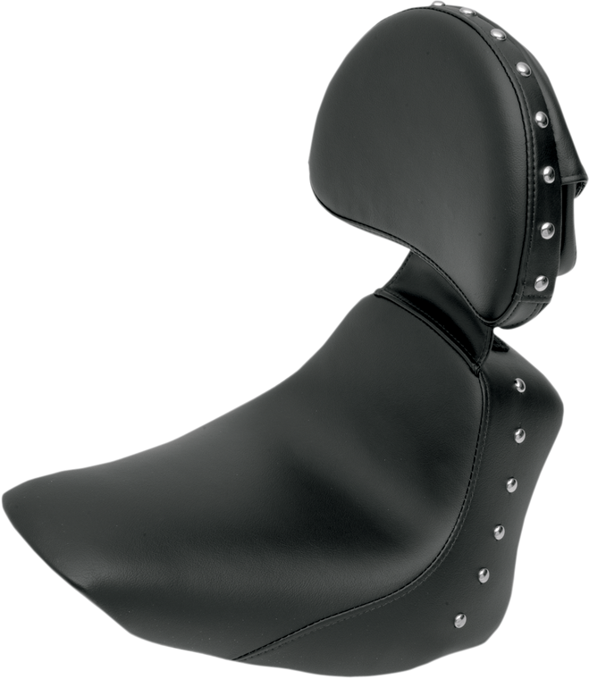 Saddlemen - Heels Down Solo Seat - With Backrest - Studded - Black -  FLSTC - Heels Down Solo Seat - 806-15-0031