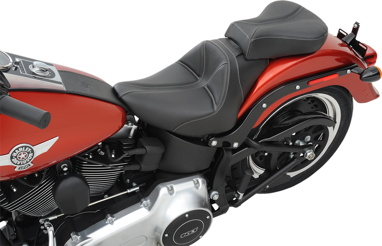 Saddlemen - Dominator Pillion Pad - Standard Reach - Black w/ Gray Stitching - Dominator Pillion Pad - 806-12-0162