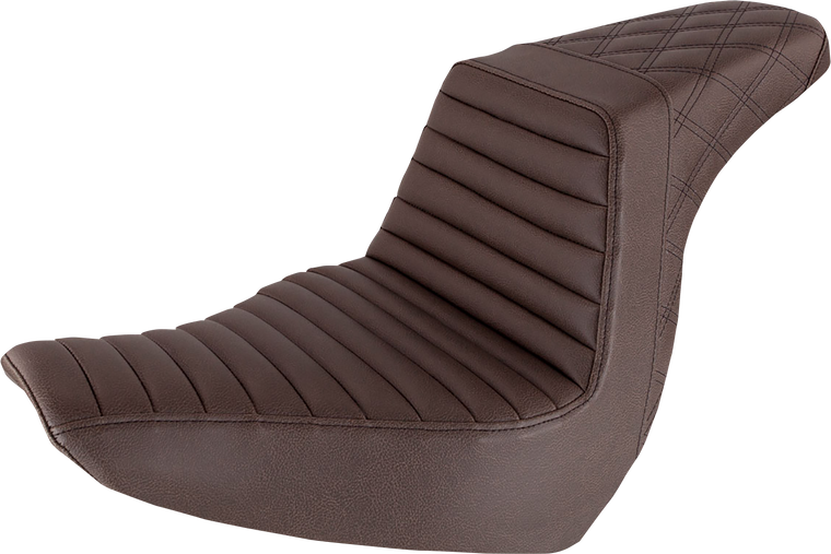 Saddlemen - Step-Up Seat - Front Tuck-n-Roll/Rear Lattice Stitch - Brown - Step-Up Seat  Front Tuck-n-Roll/Rear Lattice Stitch - 818-29-176BR