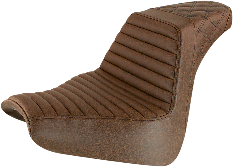 Saddlemen - Step-Up Seat - Front Tuck-n-Roll/Rear Lattice Stitch - Brown - Step-Up Seat  Front Tuck-n-Roll/Rear Lattice Stitch - 818-31-176BR