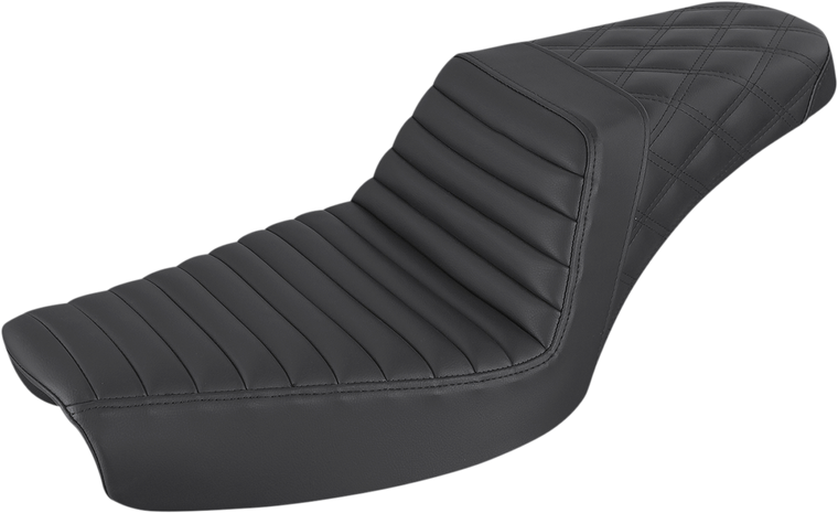 Saddlemen - Step-Up Seat - Front Tuck-n-Roll/Rear Lattice Stitch - Black - Step-Up Seat  Front Tuck-n-Roll/Rear Lattice Stitch - 896-04-176